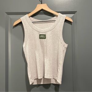 Daily Drills Logo Ribbed Tank - Light Grey